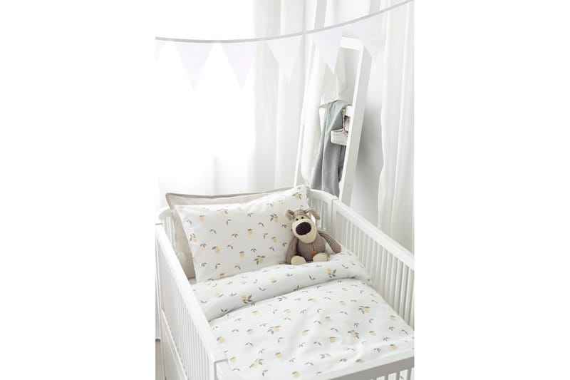 Dynebetræk til tremmeseng 2-Dele Citroner Gul - Tekstiler - Sengetøj - Sengesæt & dynesæt