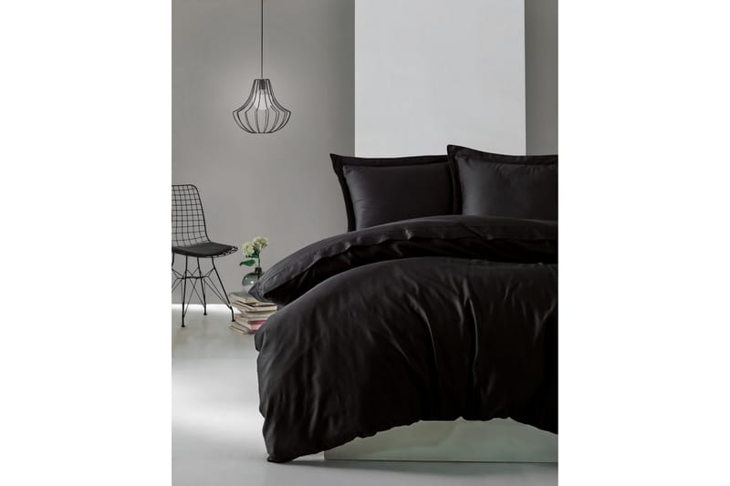 Cotton Box Sengesæt Dobbelt 4-delt Premium Satin - Sort - Tekstiler - Sengetøj - Sengesæt & dynesæt - Dynesæt dobbeltseng