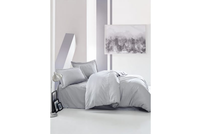 Cotton Box Sengesæt Dobbelt 4-delt Premium Satin - Grå - Tekstiler - Sengetøj - Sengesæt & dynesæt - Dynesæt dobbeltseng