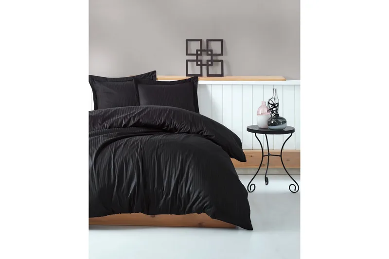 Cotton Box Sengesæt Dobbelt 4-delt Premium Satin, Sort