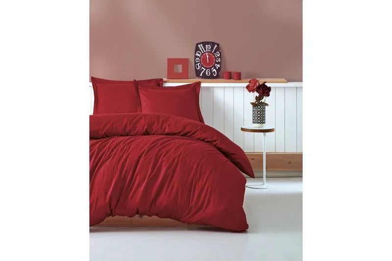 Cotton Box Sengesæt Dobbelt 4-delt Premium Satin, Rød