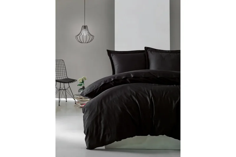 Cotton Box Sengesæt Dobbelt 4-delt Premium Satin, Sort