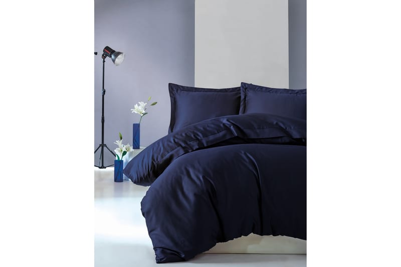 Cotton Box Sengesæt Dobbelt 4-delt Premium Satin - Mørkeblå - Tekstiler - Sengetøj - Sengesæt & dynesæt - Dynesæt dobbeltseng