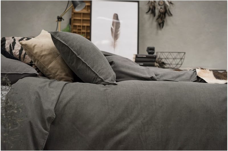 Dynebetræk Dobbelt 3-Del Vasket - Grå - Tekstiler - Sengetøj - Sengesæt & dynesæt - Dynesæt dobbeltseng