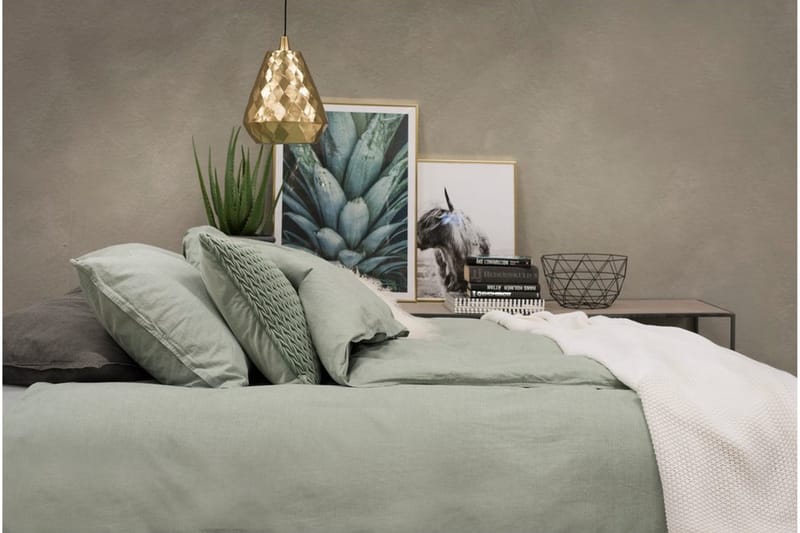 Dynebetræk Dobbelt 3-Del Vasket - Grøn - Tekstiler - Sengetøj - Sengesæt & dynesæt - Dynesæt dobbeltseng