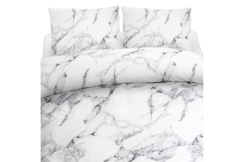 Dynebetræk Dobbelt 3-Dele Marmor Hvid, Sæt med 3 Dele