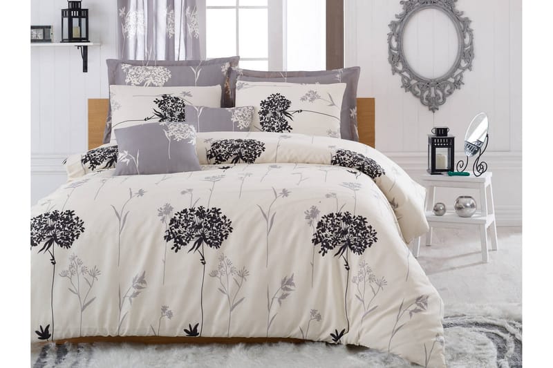 Eponj Home Sengesæt Dobbelt 4-delt, Grå/Beige/Sort