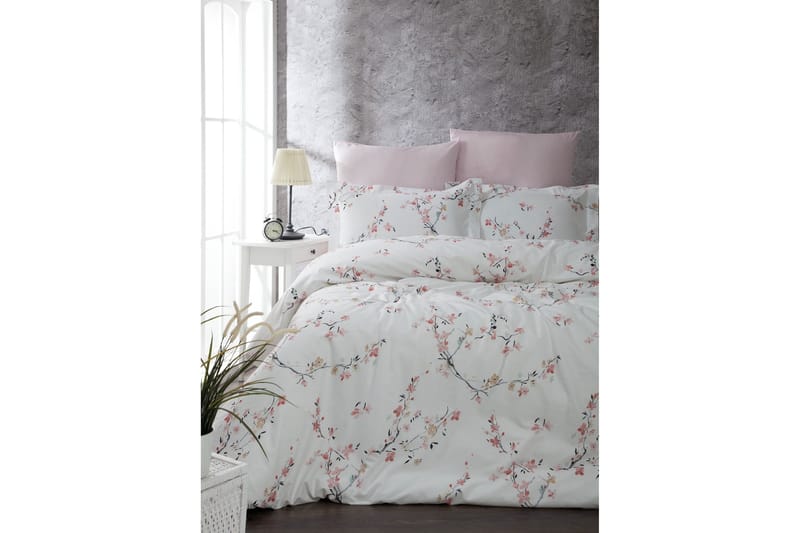 Türkiz Sengesæt Dobbelt 4-delt Ranforce, Hvid/Lyserød