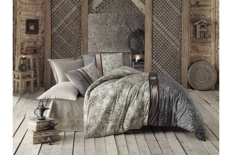 Victoria Sengesæt Dobbelt 4-delt, Creme/Beige/Multifarvet