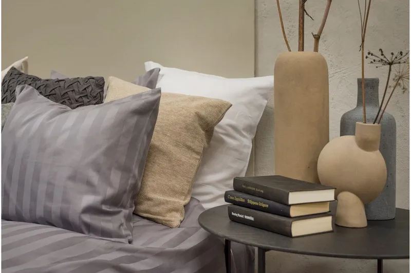 Dynebetræk Dobbelt 3-Dele Satin - Lysegrå - Tekstiler - Sengetøj - Sengesæt & dynesæt - Dynesæt enkeltseng