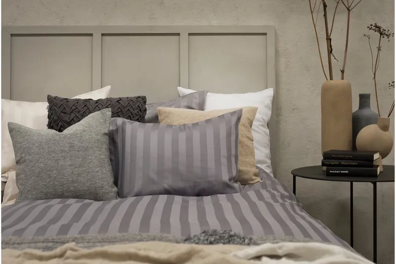 Dynebetræk Dobbelt 3-Dele Satin - Lysegrå - Tekstiler - Sengetøj - Sengesæt & dynesæt - Dynesæt enkeltseng