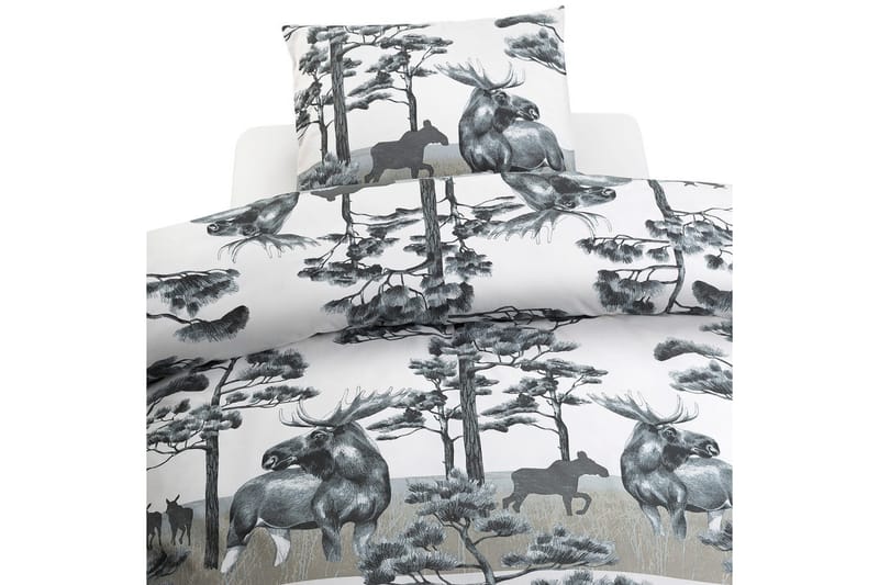 Dynebetræk Enkeltseng 2-Dele Elg Grå, Sæt med 2 Dele