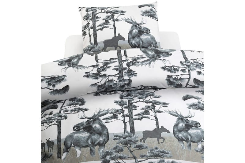 Dynebetræk Enkeltseng 2-Dele Elg Grå, Sæt med 2 Dele