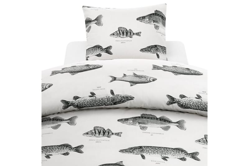 Dynebetræk Enkeltseng 2-Dele Fisk Hvid, Franzén