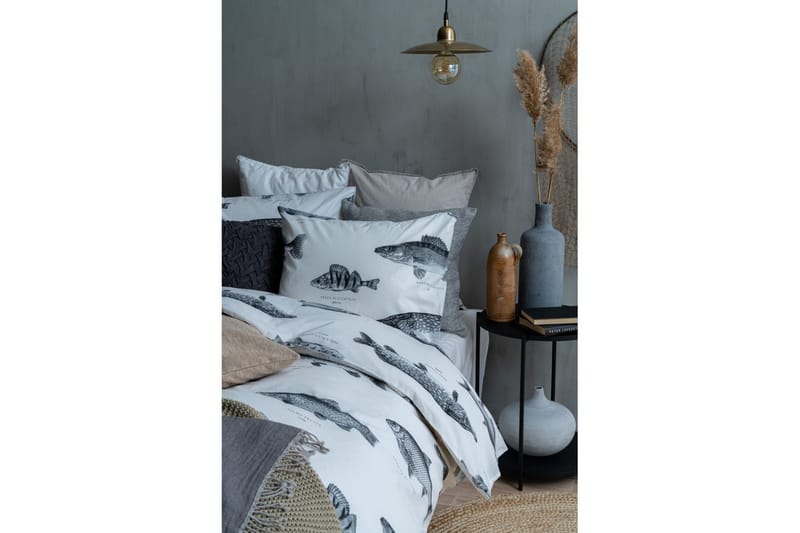 Dynebetræk Enkeltseng 2-Dele Fisk Hvid - Franzén - Tekstiler - Sengetøj - Sengesæt & dynesæt - Dynesæt enkeltseng