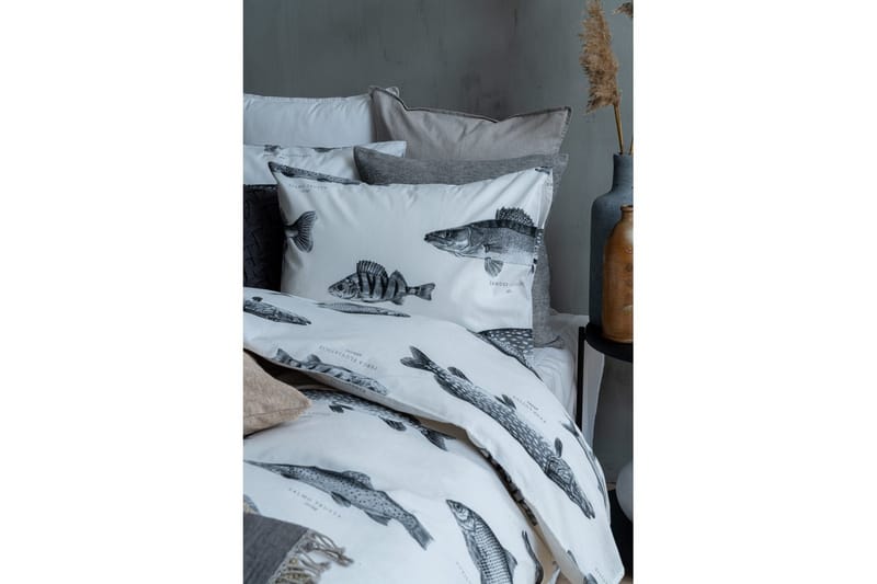 Dynebetræk Enkeltseng 2-Dele Fisk Hvid - Franzén - Tekstiler - Sengetøj - Sengesæt & dynesæt - Dynesæt enkeltseng