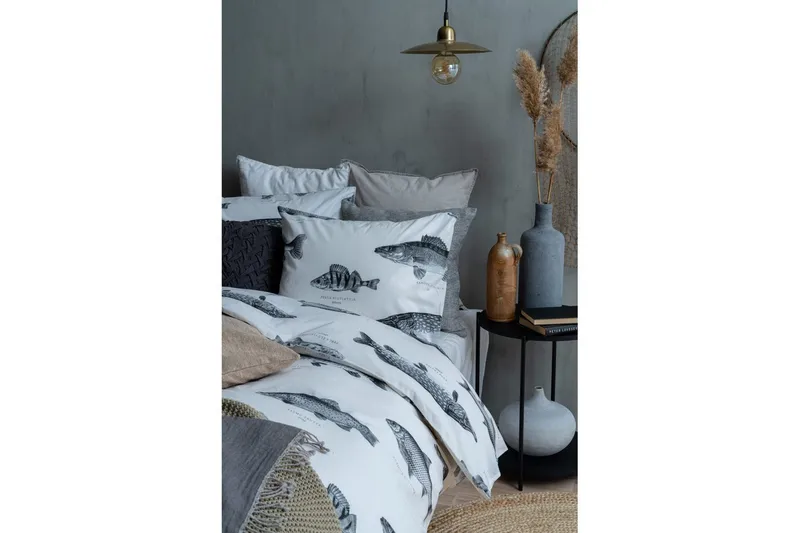 Dynebetræk Enkeltseng 2-Dele Fisk Hvid - Franzén - Tekstiler - Sengetøj - Sengesæt & dynesæt - Dynesæt enkeltseng