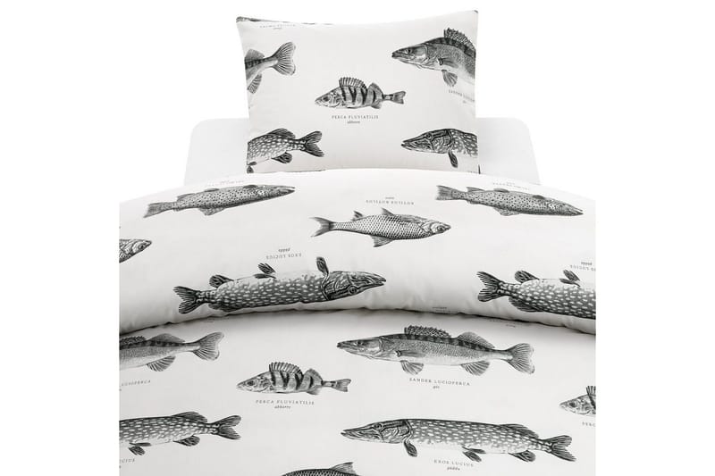 Dynebetræk Enkeltseng 2-Dele Fisk Hvid, Franzén