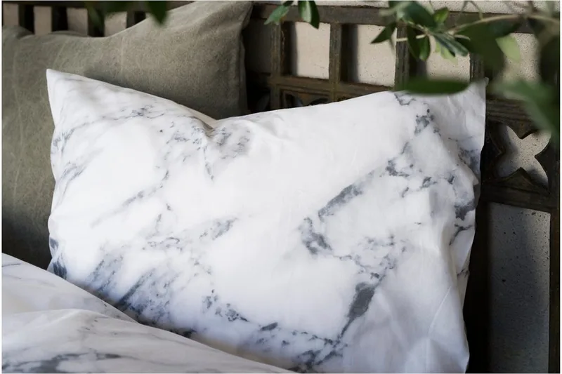 Dynebetræk Enkeltseng 2-Dele Marmor Hvid - Marmor - Tekstiler - Sengetøj - Sengesæt & dynesæt - Dynesæt enkeltseng