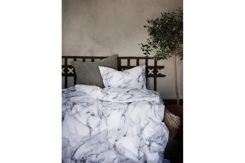 Dynebetræk Enkeltseng 2-Dele Marmor Hvid - Marmor - Tekstiler - Sengetøj - Sengesæt & dynesæt - Dynesæt enkeltseng