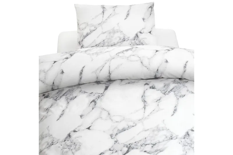 Dynebetræk Enkeltseng 2-Dele Marmor Hvid, Marmor