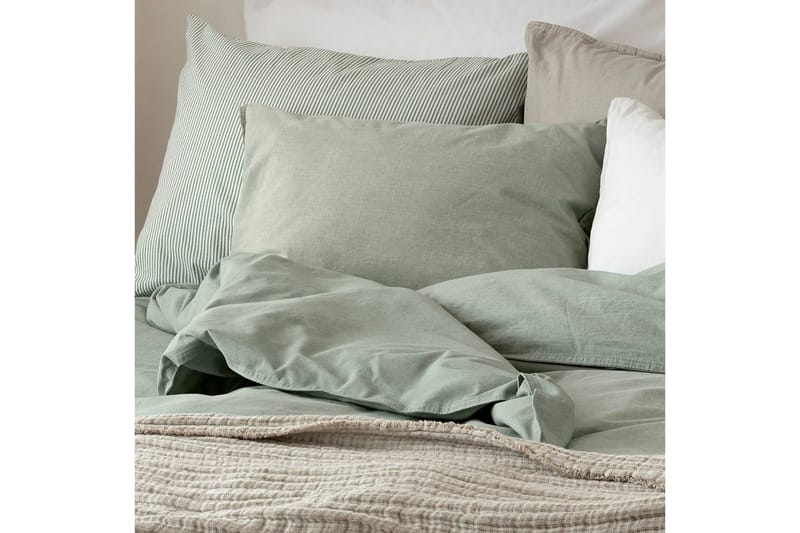 Dynebetræk Enkeltseng 2-Dele Vasket - Grøn - Tekstiler - Sengetøj - Sengesæt & dynesæt - Dynesæt enkeltseng