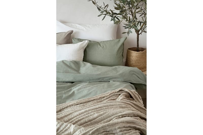 Dynebetræk Enkeltseng 2-Dele Vasket - Grøn - Tekstiler - Sengetøj - Sengesæt & dynesæt - Dynesæt enkeltseng