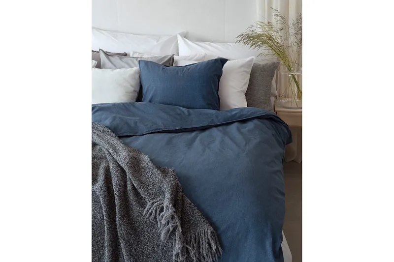 Dynebetræk Enkeltseng 2-Dele Vasket - Marineblå - Tekstiler - Sengetøj - Sengesæt & dynesæt - Dynesæt enkeltseng