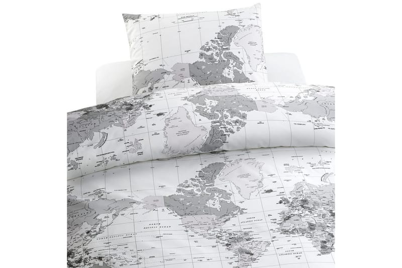 Dynebetræk Enkeltseng 2-delt Big World Grå, Sæt med 2 Dele