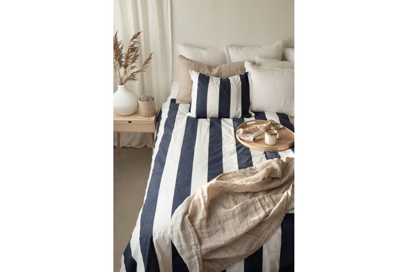 Dynebetræk Enkeltseng 2-delt Block stripe - Marineblå - Tekstiler - Sengetøj - Sengesæt & dynesæt - Dynesæt enkeltseng