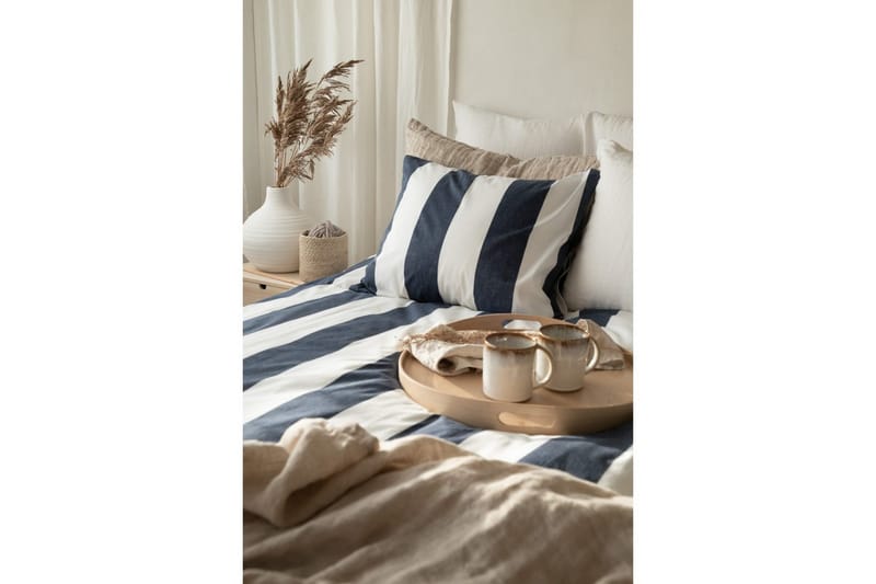 Dynebetræk Enkeltseng 2-delt Block stripe - Marineblå - Tekstiler - Sengetøj - Sengesæt & dynesæt - Dynesæt enkeltseng