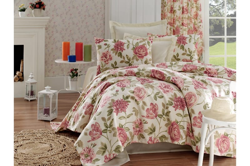 EnLora Home Sengetæppe Dobbelt 200x235+Lagen+2 Pudebetræk, Lyserød