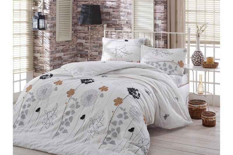 Eponj Home Sengesæt Enkelt 3-delt, Hvid/Grå/Sort/Brun