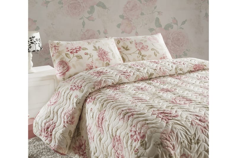 Eponj Home Sengetæppe Enkelt 160x220+Pudebetræk Quiltet - Lyserød/Sand/Beige - Tekstiler - Sengetøj - Sengesæt & dynesæt