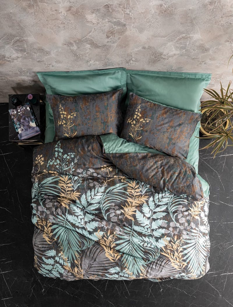Lyronis sengesæt 240x220 cm - Mint Antracit Brun - Tekstiler - Sengetøj - Sengesæt & dynesæt