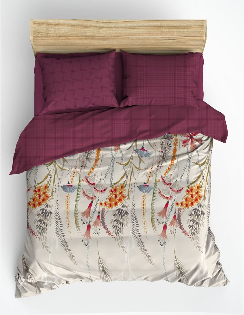 Omvyn sengesæt 240x220 cm - Klar vinrød - Tekstiler - Sengetøj - Sengesæt & dynesæt