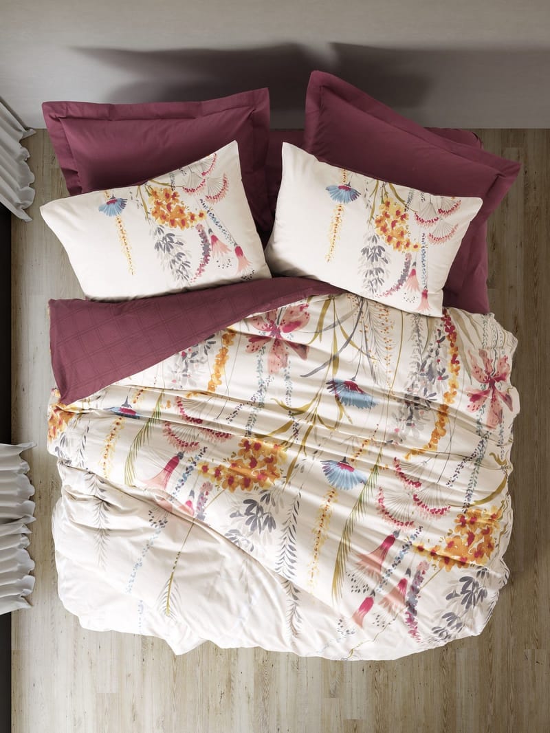 Omvyn sengesæt 240x220 cm - Klar vinrød - Tekstiler - Sengetøj - Sengesæt & dynesæt