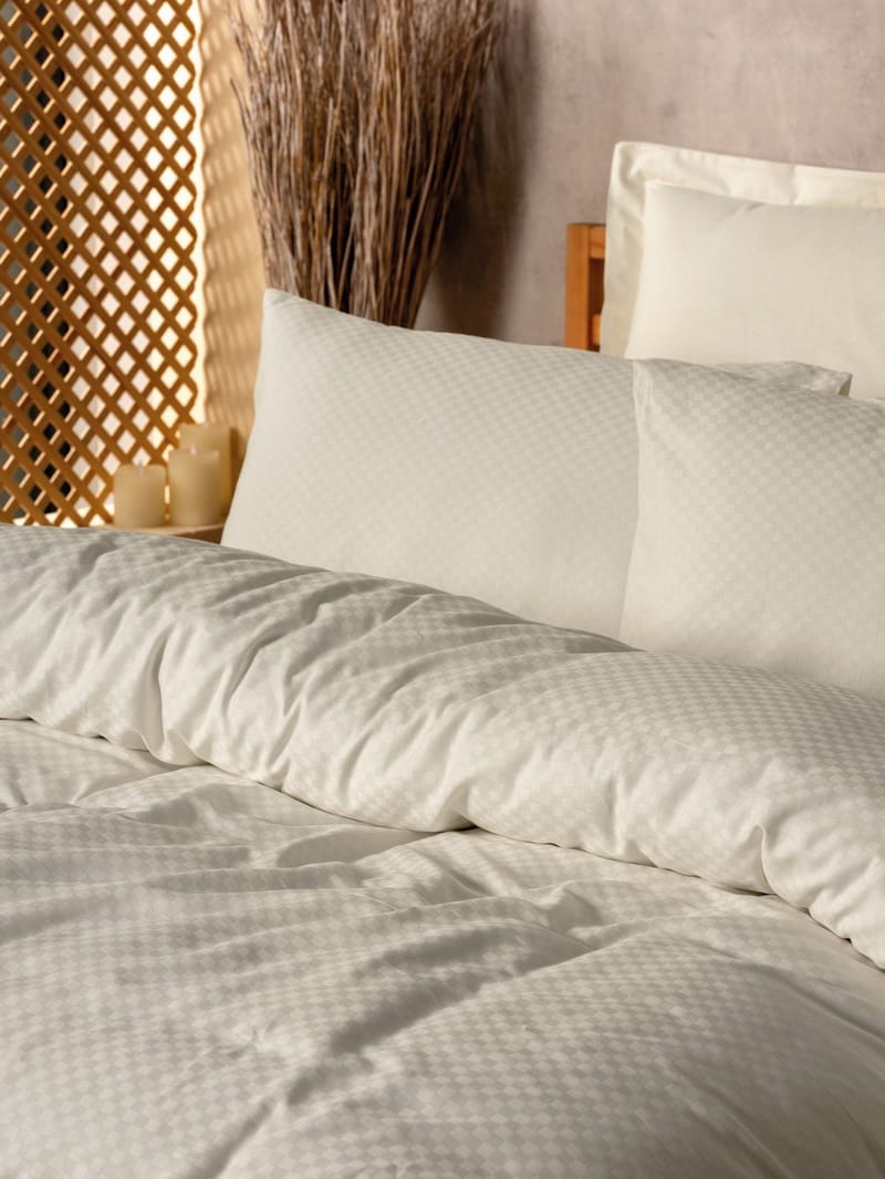 Plaid sengesæt 200x200 cm - Creme - Tekstiler - Sengetøj - Sengesæt & dynesæt