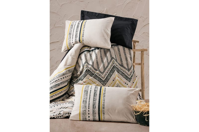 Ranforce dobbeltdynebetrækssæt Calmere Sort / Hvid / Rany - Guld/Sort/Hvid - Tekstiler - Sengetøj - Sengesæt & dynesæt