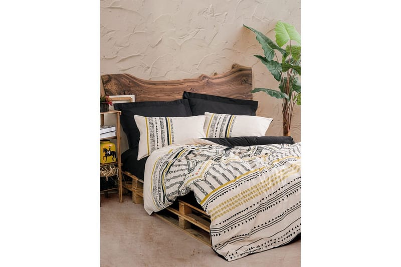 Ranforce dobbeltdynebetrækssæt Calmere Sort / Hvid / Rany - Guld/Sort/Hvid - Tekstiler - Sengetøj - Sengesæt & dynesæt