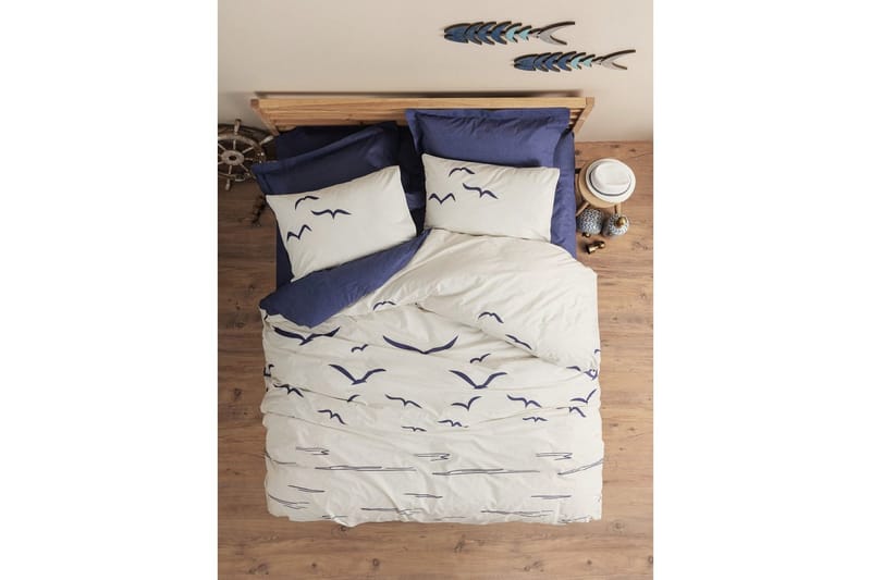 Ranforce dobbeltdynebetrækssæt Kessan Mørkeblå / Hvid - Mørkeblå/Hvid - Tekstiler - Sengetøj - Sengesæt & dynesæt