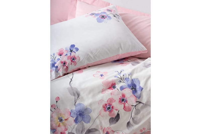 Ranforce dobbeltdynebetrækssæt Suehiro Pink / Hvid / Lilla - Lavendel/Blush pink/Hvid - Tekstiler - Sengetøj - Sengesæt & dynesæt