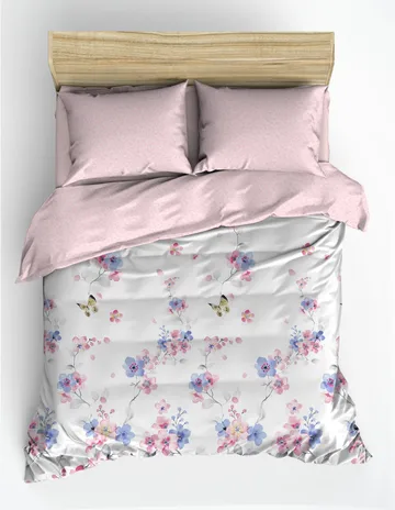 Suehiro sengesæt 240x220 cm - Rosa Hvid Lilla - Tekstiler - Sengetøj - Sengesæt & dynesæt