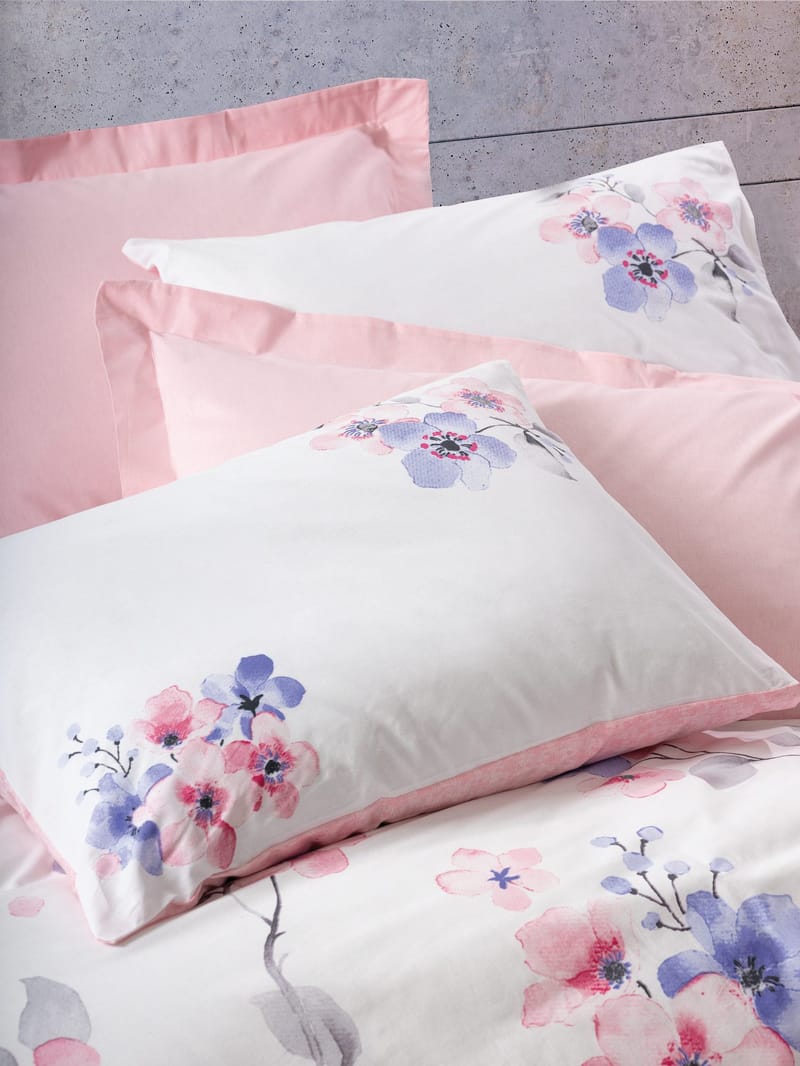 Suehiro sengesæt 240x220 cm - Rosa Hvid Lilla - Tekstiler - Sengetøj - Sengesæt & dynesæt