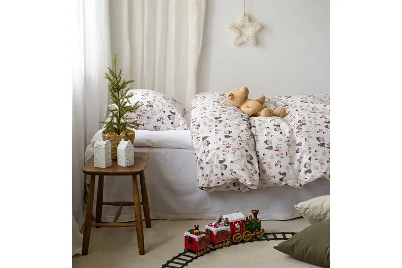 Sengesæt Enkeltseng 2-Del Fingal Jul Hvid - Hvid - Tekstiler - Sengetøj - Dyne