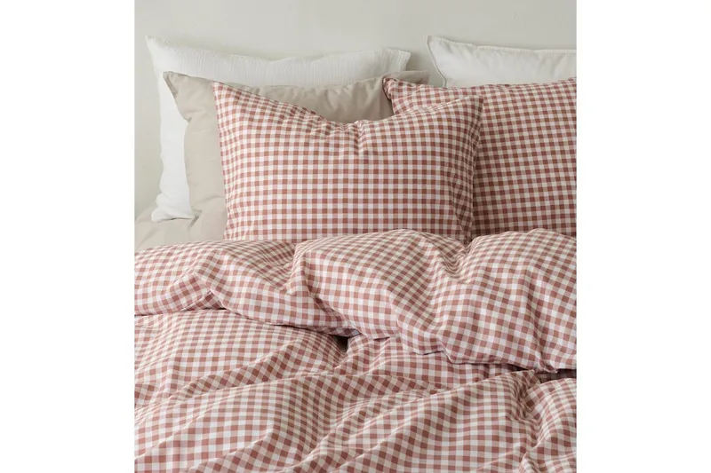 Sengesæt Enkeltseng 2-Del Märta Ruta - Brun - Tekstiler - Sengetøj - Dyne