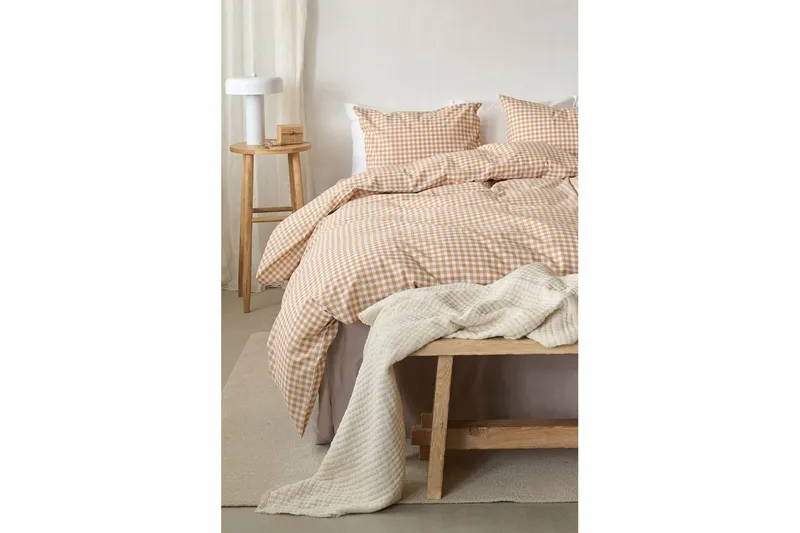 Sengesæt Enkeltseng 2-Del Märta Ruta - Gul - Tekstiler - Sengetøj - Dyne