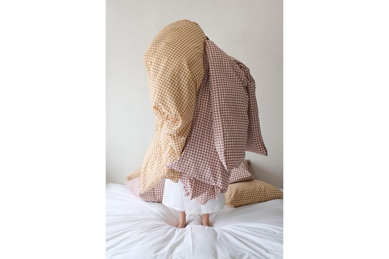 Sengesæt Enkeltseng 2-Del Märta Ruta - Gul - Tekstiler - Sengetøj - Dyne