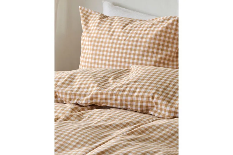 Sengesæt Enkeltseng 2-Del Märta Ruta - Gul - Tekstiler - Sengetøj - Dyne