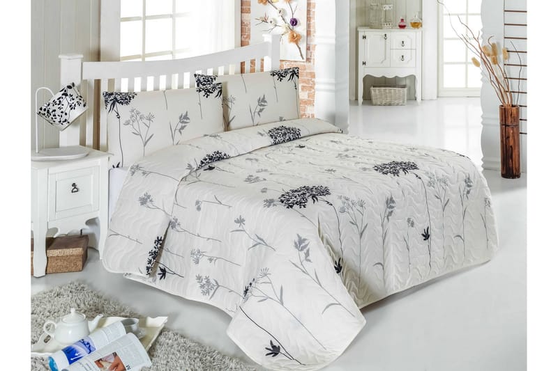 Eponj Home Sengetæppe Dobbelt 200x220+2 Pudebetræk Quiltet - Grå/Beige/Sort - Tekstiler - Sengetøj - Sengetæppe - Sengetæppe enkeltseng